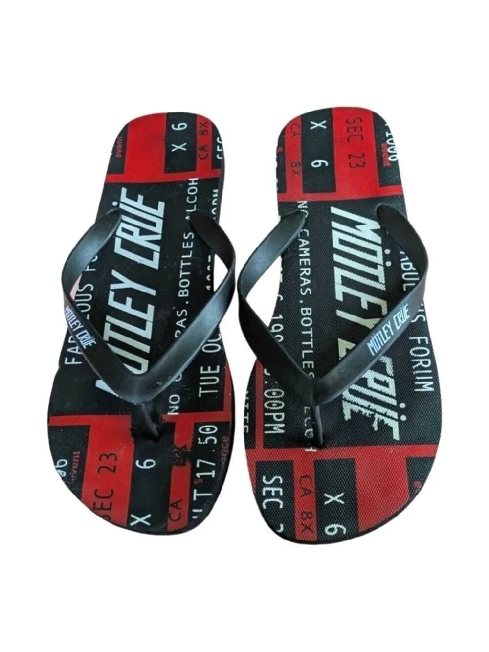 Motley Crue Flip Flops Size 13 Beach